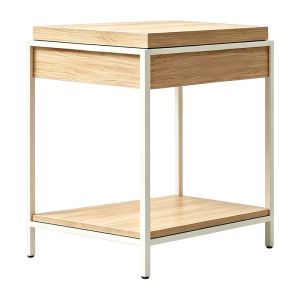 Конзолна маса Odar с място за съхранение, сонома, MDF с бял метал, 63x63x80см