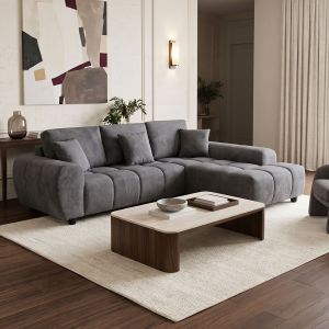 Ляв ъглов диван Londe сив плат 273x211x92см
