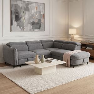 Ляв ъглов диван-разтегателен диван Napia антрацит плат 249x210x98см