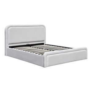 Полудвойно легло с място за съхранение, плат Bendy сиво-бежов, 120x200 см