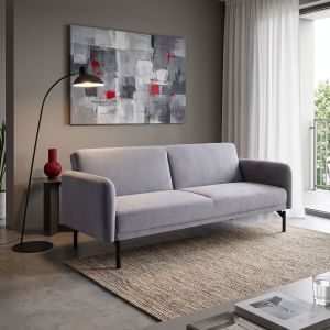 Разтегателен диван Veluto 3-местен антрацит кадифе 197x85x83см