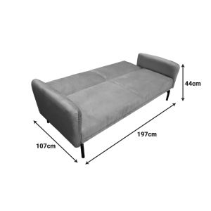 Разтегателен диван Veluto 3-местен антрацит кадифе 197x85x83см
