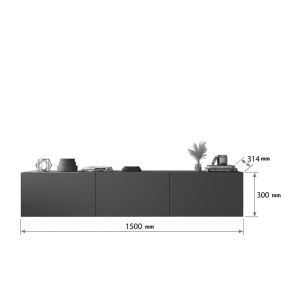 Стенен тв шкаф Felita антрацит 150x31.4x30см