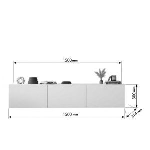 Стенен ТВ шкаф Felita бял 150x31.4x30см