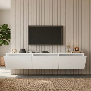 Стенен ТВ шкаф Felita бял 150x31.4x30см