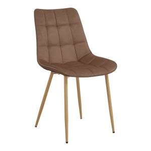 Стол Berne, кафяв кадифе, с метален крак в естествен цвят, 53x57x87см