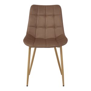 Стол Berne, кафяв кадифе, с метален крак в естествен цвят, 53x57x87см