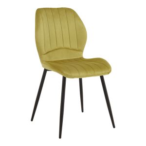 Стол Jelour жълт кадифе с черен метален крак 55x54,5x84,5 см