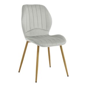 Стол Jelour сив кадифе с метален крак в естествен цвят 55x54,5x84,5 см