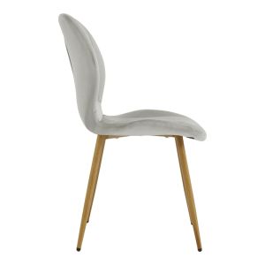 Стол Jelour сив кадифе с метален крак в естествен цвят 55x54,5x84,5 см