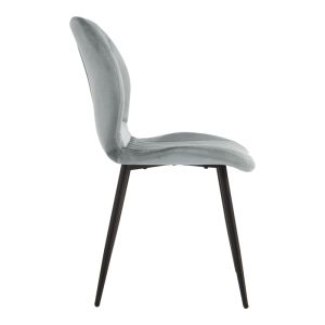Стол Jelour сив кадифе с черен метален крак 55x54,5x84,5 см