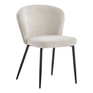 Стол Mercy бежов плат с черен метален крак 57x60.5x79см