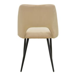 Стол Nelda от бежов кадифен плат с метален черен крак 44x58x82см