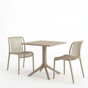 Градинска маса и столове Zoi Groovy 3 части капучино PP 80x80x74см