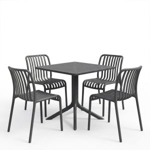 Градинска маса и столове Zoi Groovy 5 части, антрацит, PP 80x80x74см