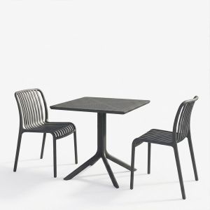 Градинска маса и столове Zoi Groovy комплект от 3 части антрацит PP 80x80x74см