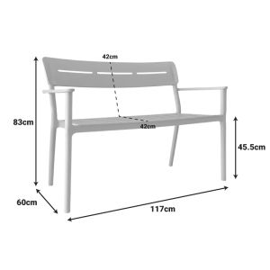 Двуместна пейка Cadrin ментов цвят PP 117x60x83см