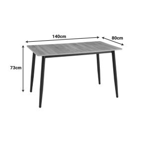 Маса Loza sonoma MDF с черен метален крак 140x80x73см