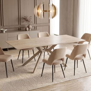 Маса Olven от синтерован камък с травертинова имитация 180x90x75см
