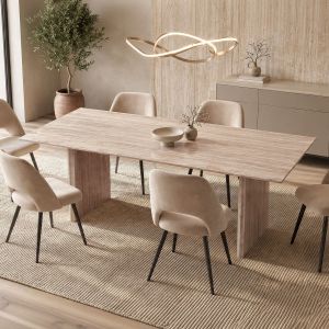 Маса Releno от синтерован камък с травертинова имитация 180x90x75см