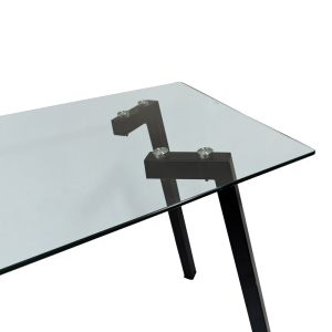Маса Titta със стъклен плот и черен метален крак 120x70x75см