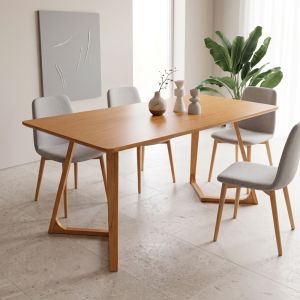 Трапезна маса Pendra от MDF с крака от масивна дървесина, покритие Sonoma, 150x80x75см