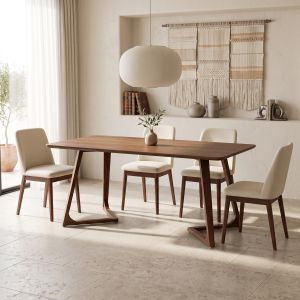 Трапезна маса Pendra от орех, MDF, с крака от масивна дървесина 150x80x75см