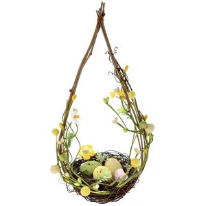 EASTER DECO HANGING NEST W/EGGS 25 CM