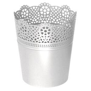 WHITE PLASTIC PLANTER LACE D 14Χ16 CM